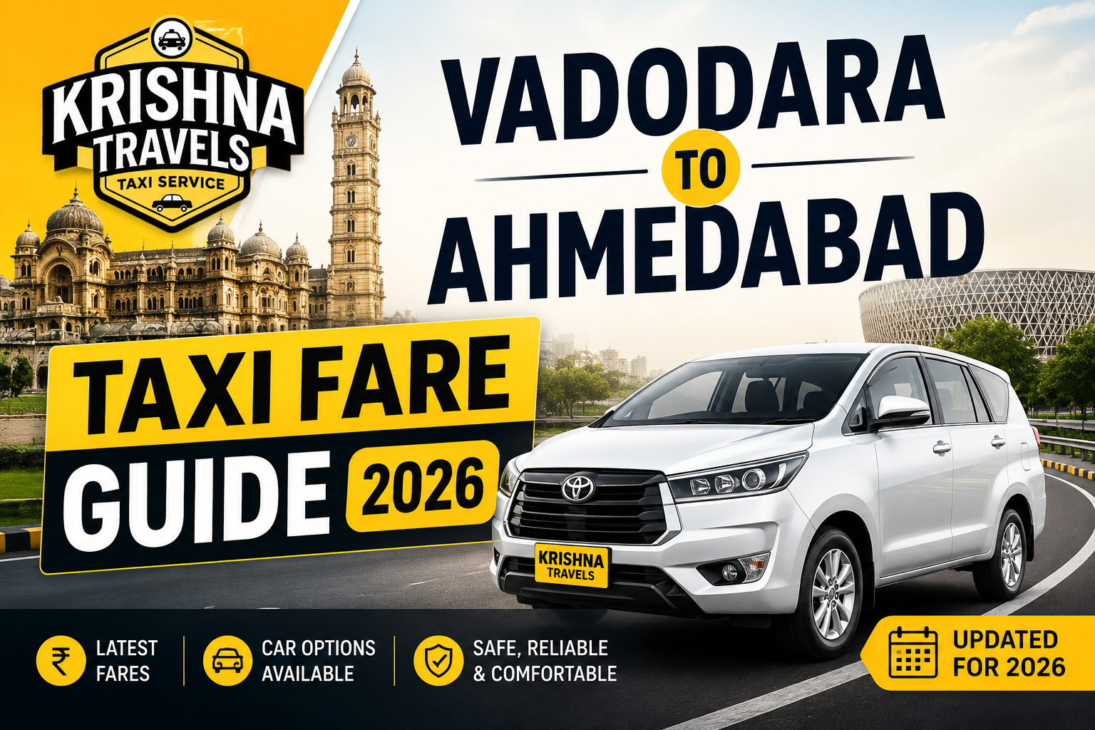 Vadodara to Ahmedabad Taxi Fare Guide 2026